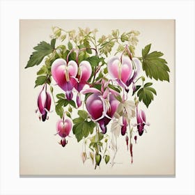 Flower Motif Painting Bleeding Heart Dicentra Art Print Canvas Print