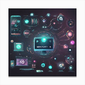 Futuristic Computer Icons Canvas Print