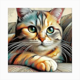 Feline Cat Creative Artwork Illustration 160 Canvas Print