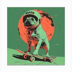 Dog rinding Skateboard in space, screen printing art print Canvas Print