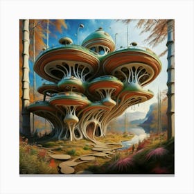 Huge colorful futuristic house design with vibrant details 23 Canvas Print