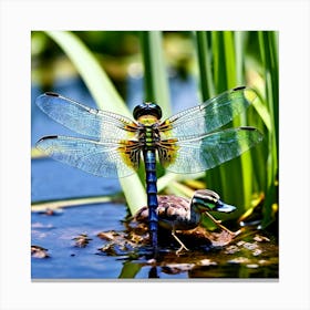 Nature Dragonfly Mating Couple Insect Sitting Duck Pond Lively Dvd Fauna Wild Animal Gras (9) Canvas Print