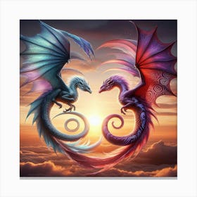 Dragons In Love Canvas Print