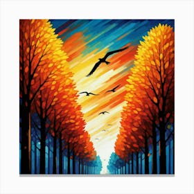 Sunset In The Trees Canvas Print