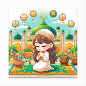 Muslim Girl Praying 3 Canvas Print