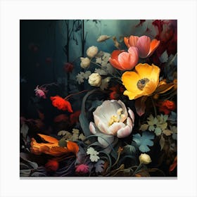 Flowers In The Dark Canvas Print