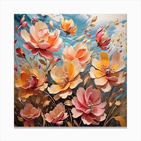 Beautiful Watercolor Flowers In The Sky Canvas Print