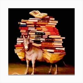 Donkey With Books Canvas Print