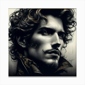 Portrait Of A Man With Curly Hair Canvas Print