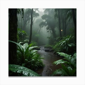 Forest Stream In The Rain Forest Canvas Print