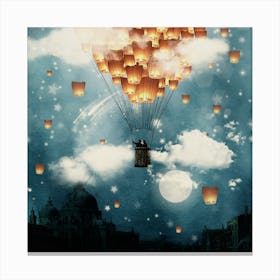 Love Wish Lanterns Flight Canvas Print