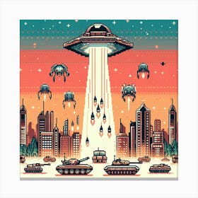8-bit alien invasion 3 Canvas Print