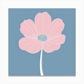 A White And Pink Flower In Minimalist Style Square Composition Canvas Print