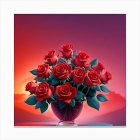 3d Animation Style Roses With Their Delicate Petals And Intoxi 0 Canvas Print