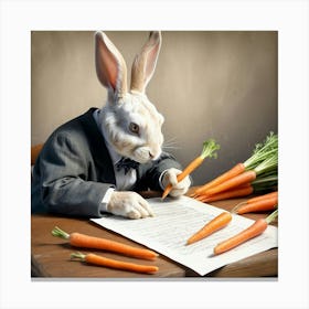 Rabbit Writing 12 Canvas Print