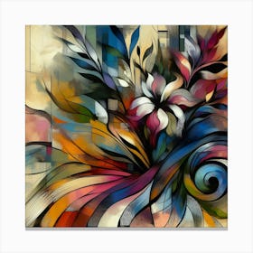 Abstract Floral Composition With Bold Brushstrokes And Vivid Colors, Style Abstract Expressionism Canvas Print