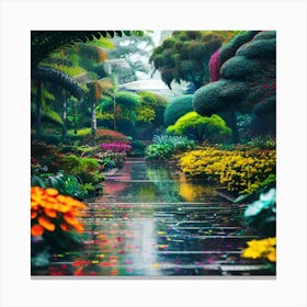 Garden In The Rain Canvas Print