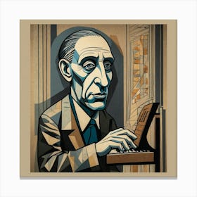 Default Classic Pianist Artwork Picasso Style Drawing 1 (1) Canvas Print