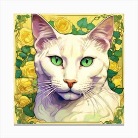 Cat With Roses 1 Canvas Print