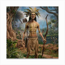 Indian Man With Bow And Arrow Canvas Print