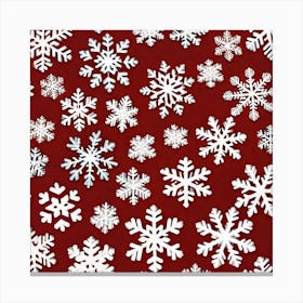 Snowflakes On Red Canvas Print