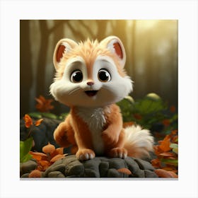 Cute Fox In The Forest 2 Canvas Print