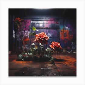 Graffiti Roses Canvas Print