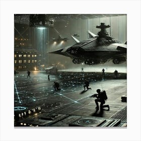 A Detailed Futuristic Scene Showing The Martian Do Canvas Print