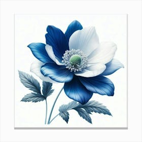 Blue Anemone Flower Canvas Print