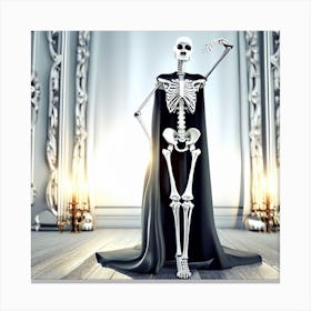 Skeleton In Black Cape Canvas Print