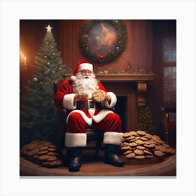 Santa Claus Eating Cookies 17 Canvas Print