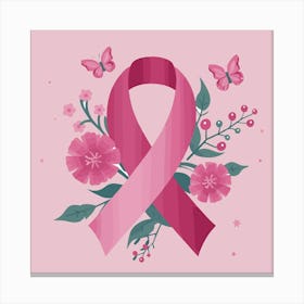 Women Breast Cancer Awareness background with brassiere Calligraphy in Pink Ribbon international symbol for month October suitable for clipart and poster and wall art(8)F Canvas Print