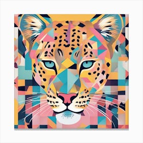 A Drawing In Pastel Colors Of A Leopard And A Star, In The Style Of Bauhaus Simplicity, Colorful F (1) Canvas Print