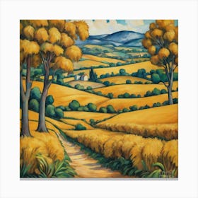 Fields Of Gold Painting Inspired By Paul Cezanne Art Print 2 Canvas Print