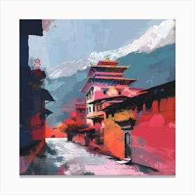 Street In Bhutan Canvas Print