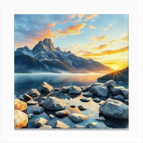 Sunset On The Lake 3 Canvas Print