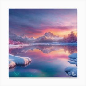 Sunset Over Lake Canvas Print