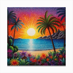 Sunset At The Beach Wood Print Canvas Print