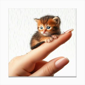 Kitten On A Finger Canvas Print