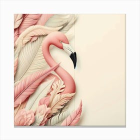 Pink Flamingo On A White Background Canvas Print