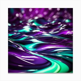 Abstract Purple And Green Wave Canvas Print