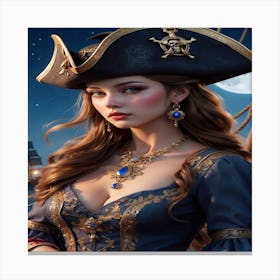 Portrait Of A Woman In A Pirate Costume Canvas Print