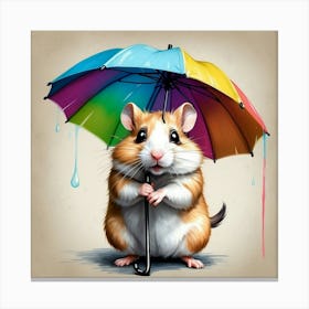 Hamster With Umbrella Canvas Print