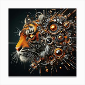 Tiger With Gears Canvas Print