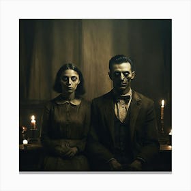 Creepy Couple Portrait Canvas Print