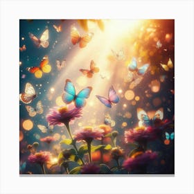 Butterflies In The Garden 1 Canvas Print