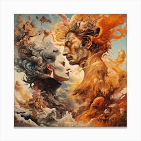 A Salvador Dali Inspired Dreamscape Where A Samurai Warrior With Daliesque Features Faces A Surreal And Melting Phoenix In A Battle Of The Surreal Canvas Print