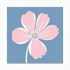 A White And Pink Flower In Minimalist Style Square Composition 318 Canvas Print
