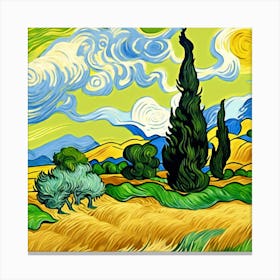 A Wheatfield With Cypresses, Vincent van Gogh 16 Canvas Print