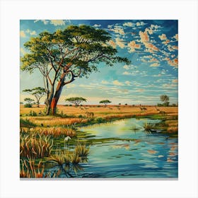 A Hwange National Park In Zimbabwe Oil Painting 1 Canvas Print